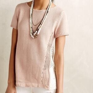 Anthropologie Moth Madeira Eyelet Pullover Sweater size Small